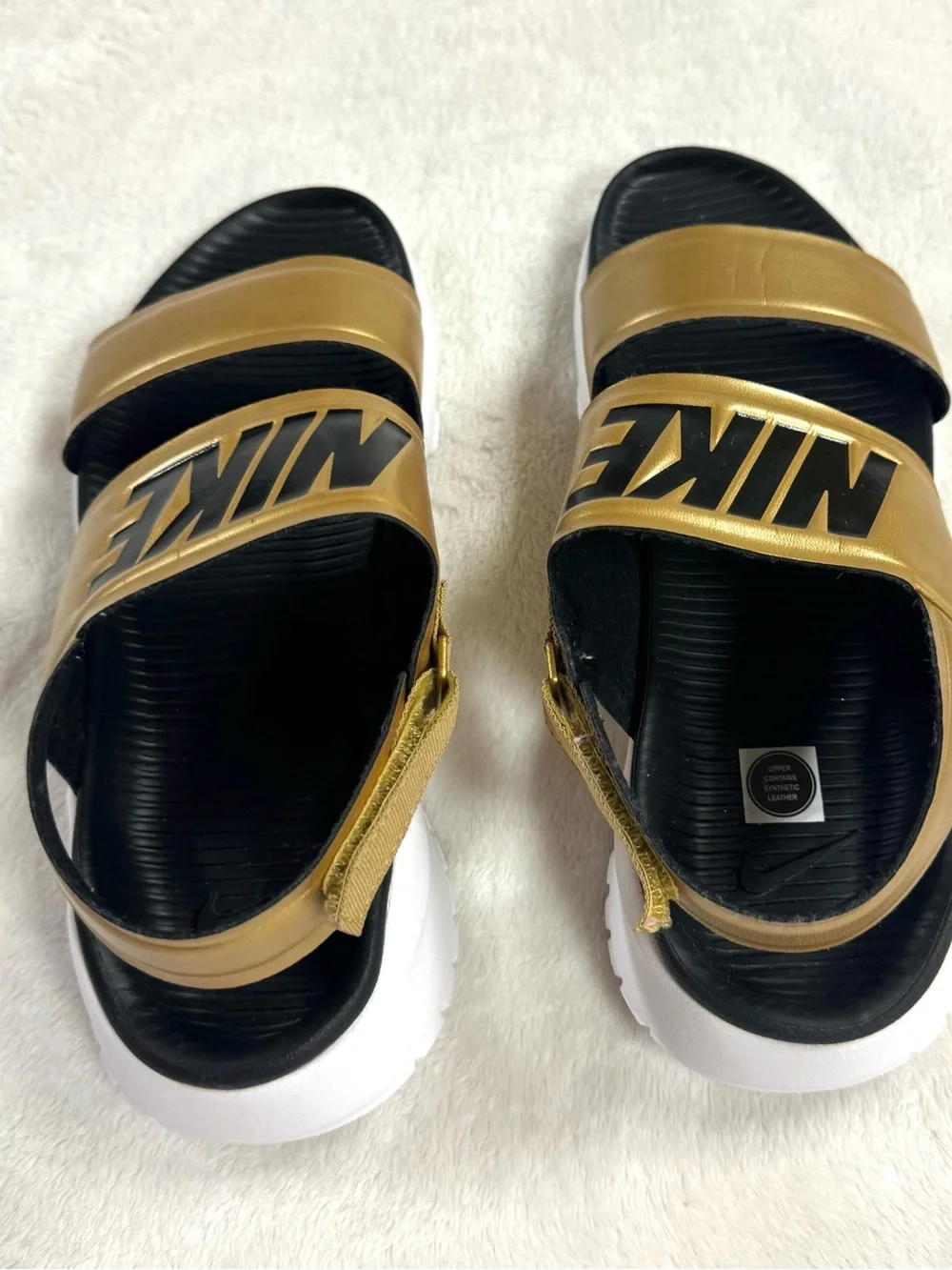 Nike Gold and Black Adjustable Strap Sandals